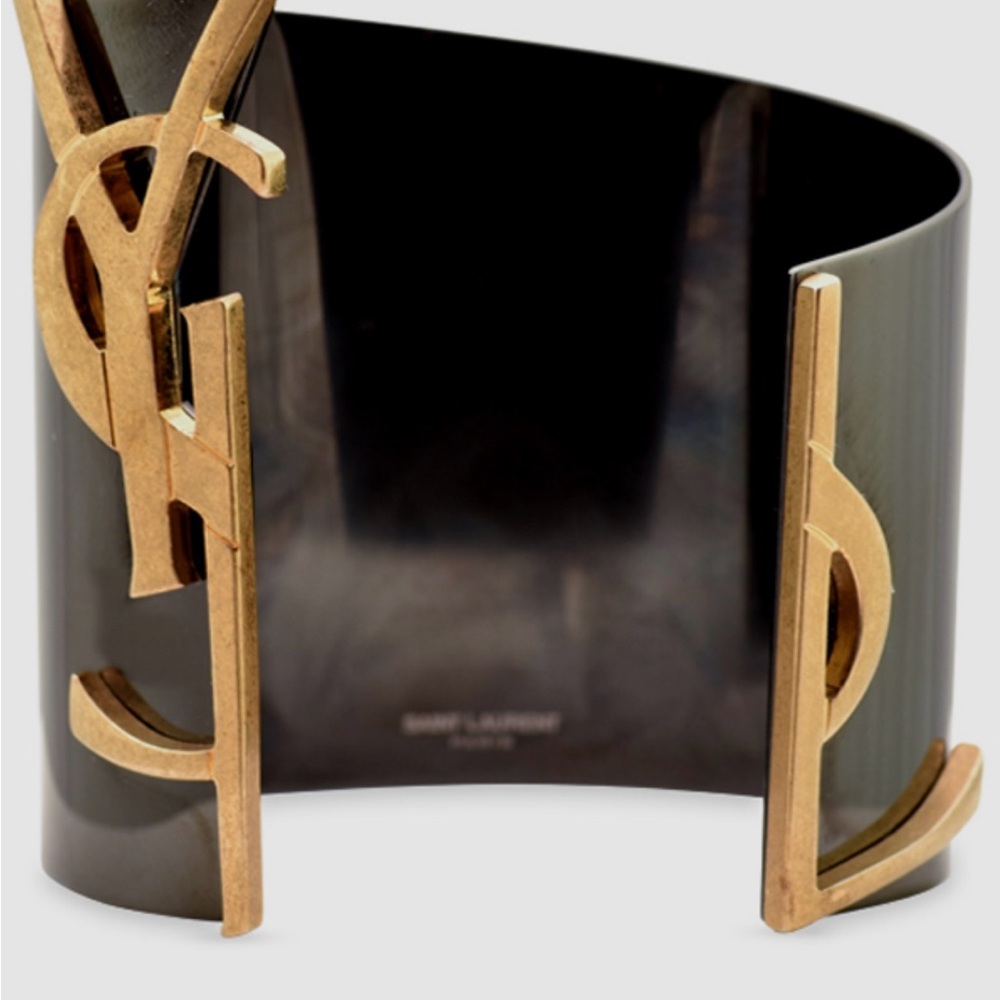 Saint Laurent Black and Gold Statement Cuff Bracelet